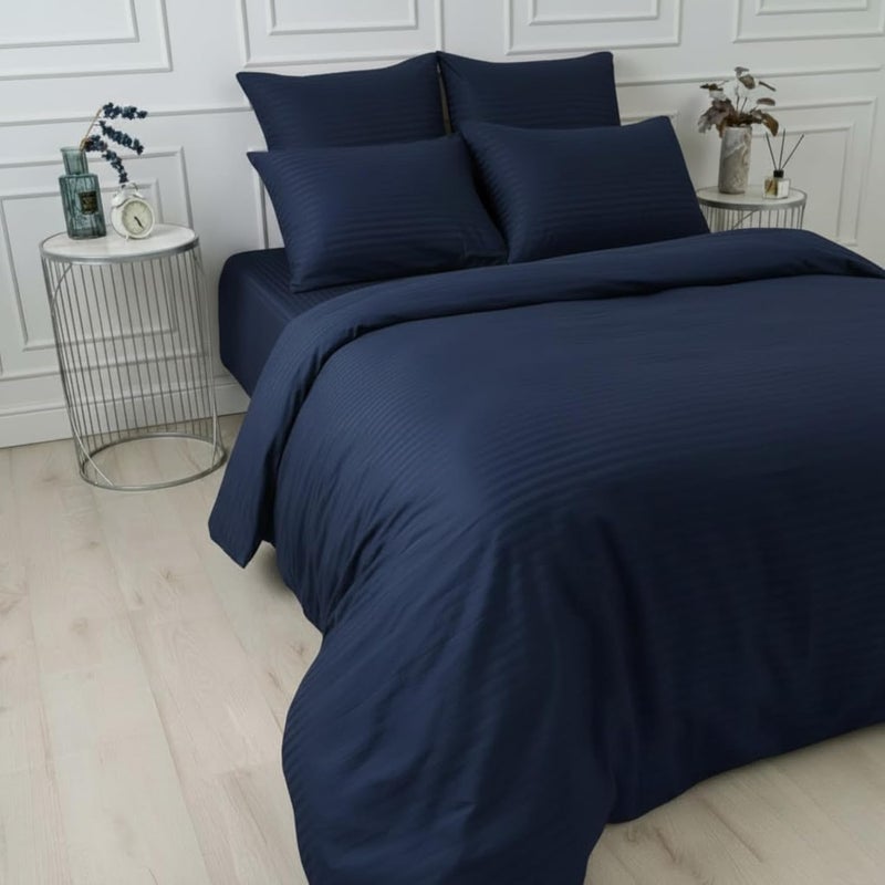 BEDDING ZONE Multi-Colored Luxury Stripe Duvet Cover - Navy, Queen (220x240) - Image 2